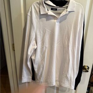 Alfani Men's Classic White and Black Long Sleeve Polo